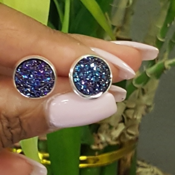 NEW 💖 Dark blue/purple glitter druzy - Picture 3 of 5